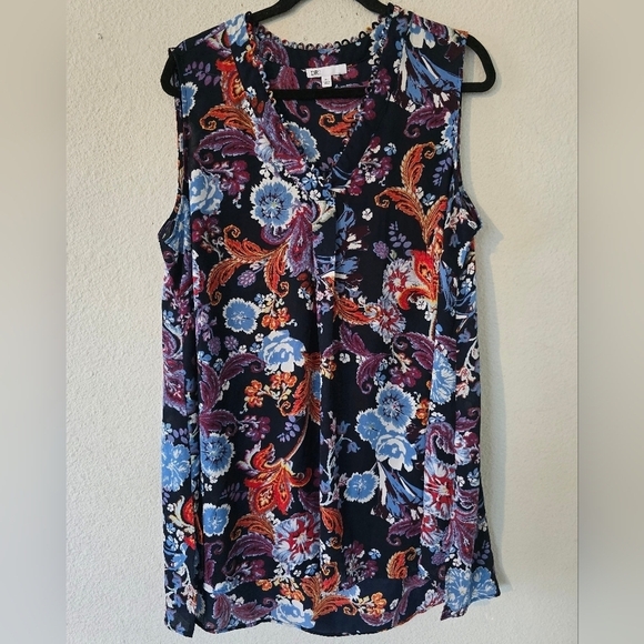 DR2 by Daniel Rainn Blouse XL Womens Colorful Print  Paisley Lightweight Artsy - Picture 3 of 14